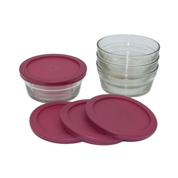 Smart Home Nesting 8 Ounce Glass Bowl Set with Lids, Set of 4 - Picture 2 of 5